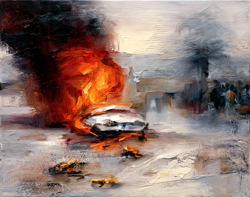 Feuer Brand I, 2007, Öl auf Nessel, 40 cm x 50 cm
