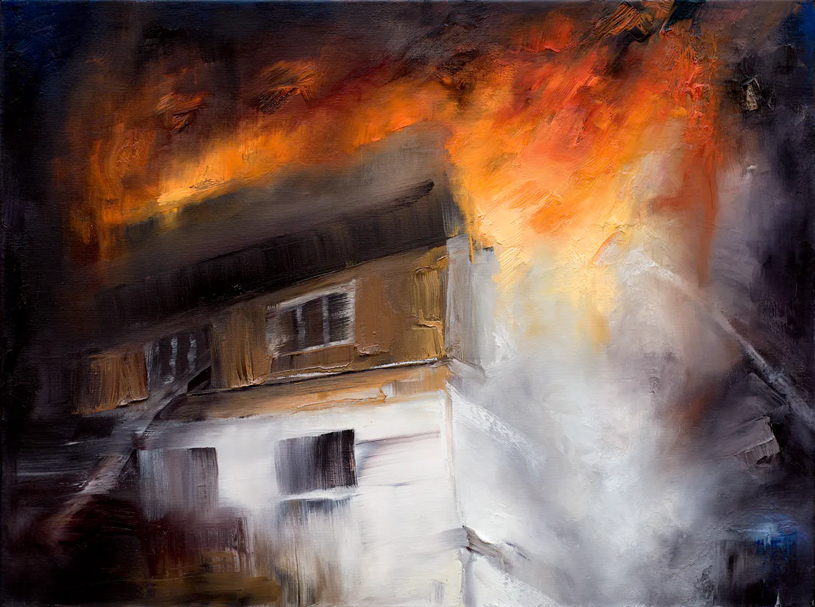 Feuer Brand III, 2007, Öl auf Leinwand, 60 x 80 cm