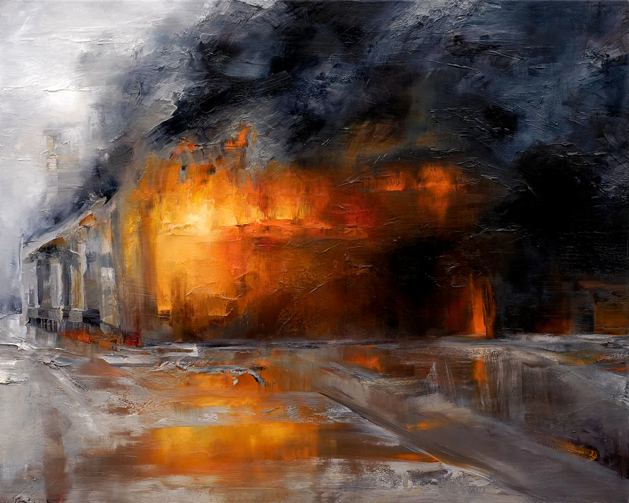Feuer Brand IV, 2007, Öl auf Nessel, 100 cm x 125 cm