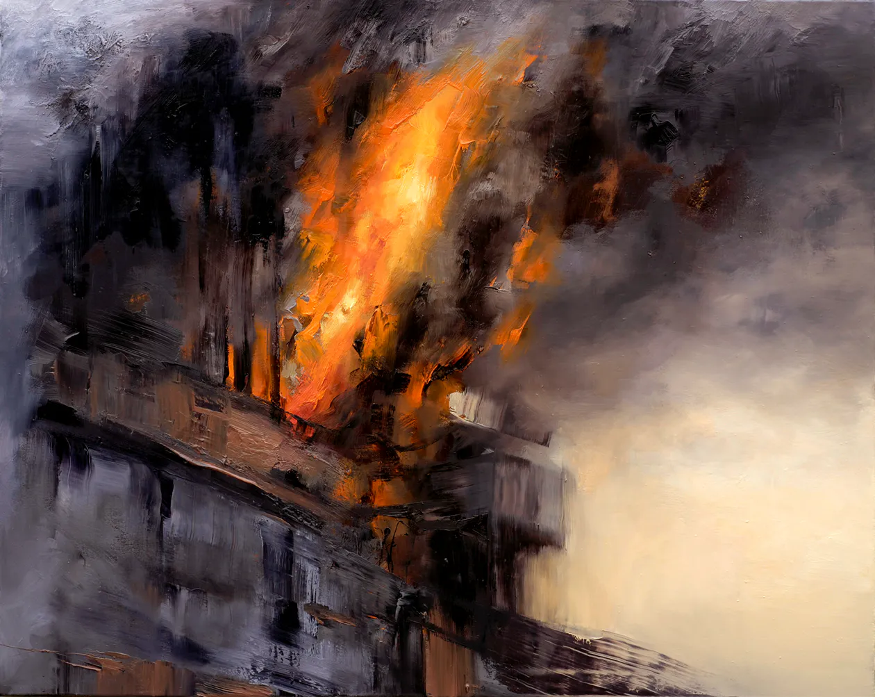 Feuer Brand VI, 2008, Öl auf Nessel, 100 cm x 120 cm