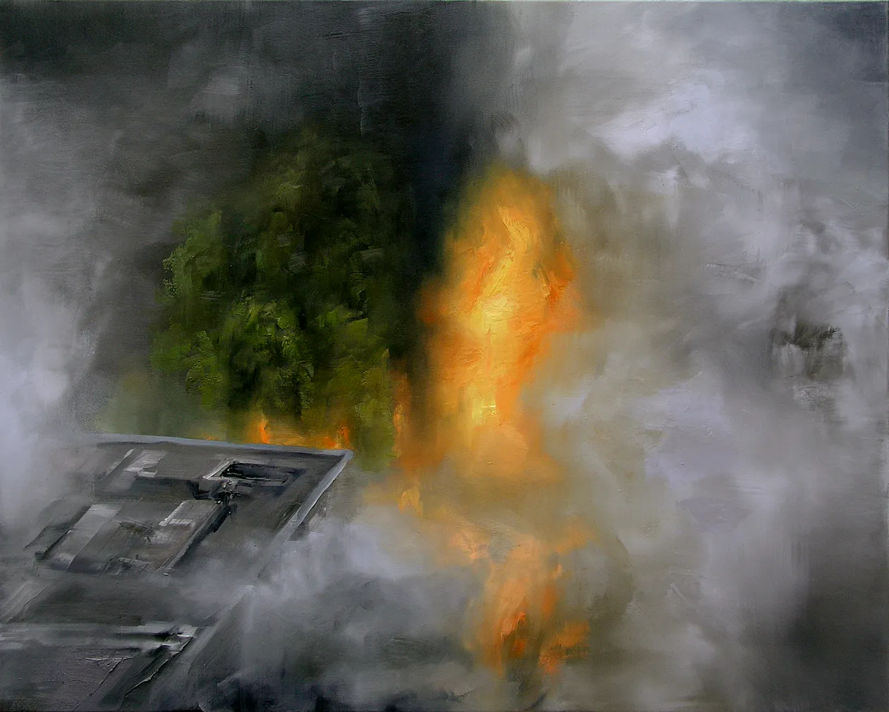 Feuer Brand VII, 2007, Öl auf Nessel, 100 cm x 125 cm