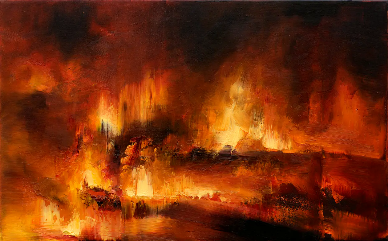 Feuer XXII, 2008, Öl auf Leinwand, 50 cm x 80 cm