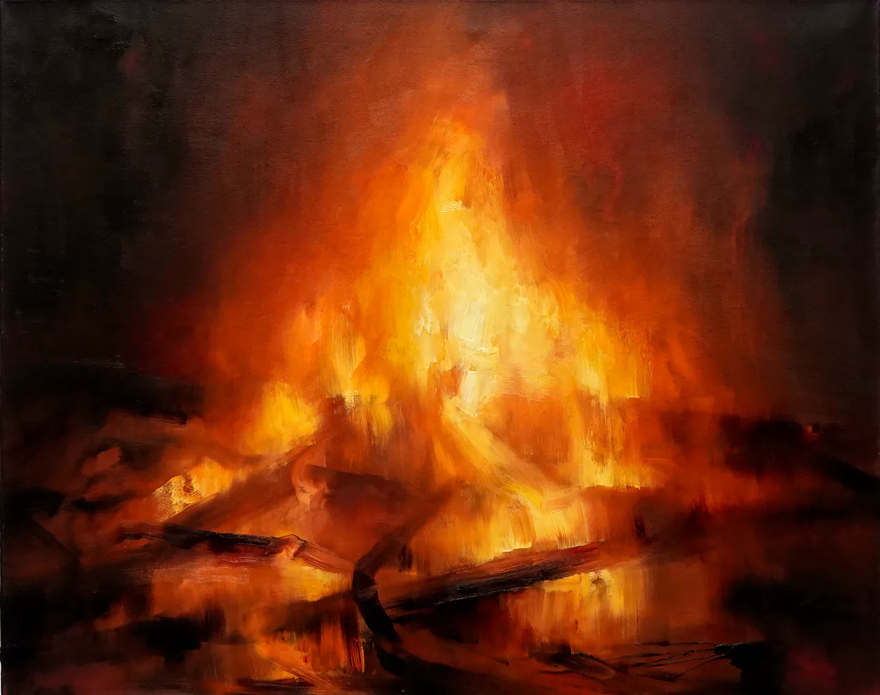 Feuer XXIII, 2009, Öl auf Nessel, 100 cm x 125 cm
