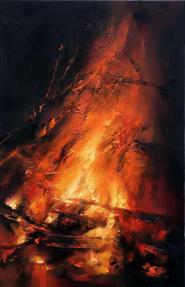 Feuer XXVI, 2018, Öl auf Nessel, 110 cm x 70 cm