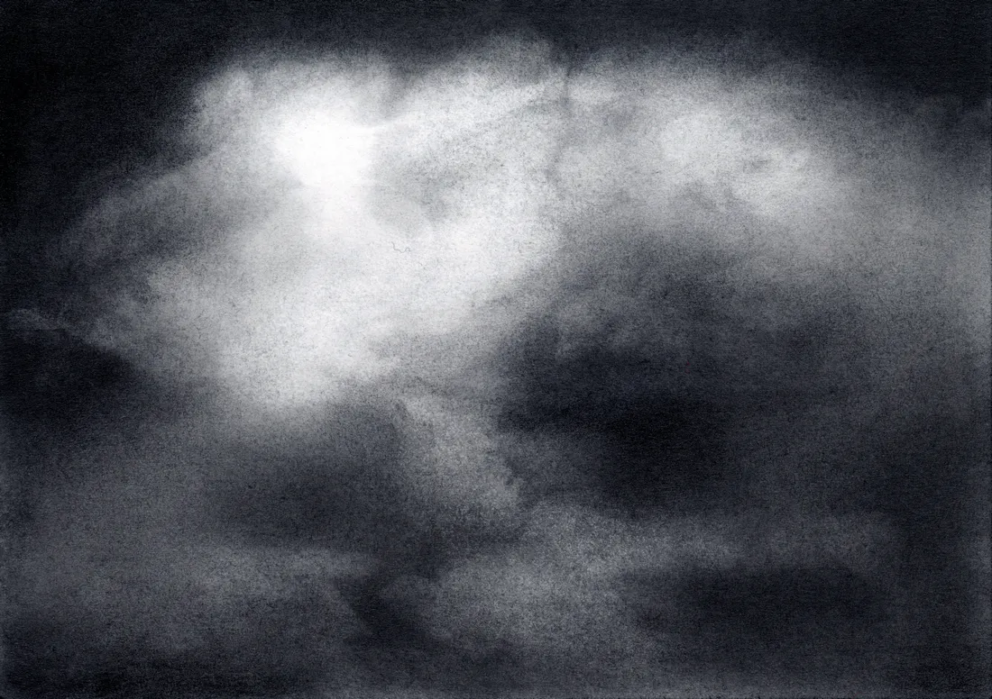 Wolke Graphit/19, 2024, Graphit auf Papier, 10,5 x 14,8 cm