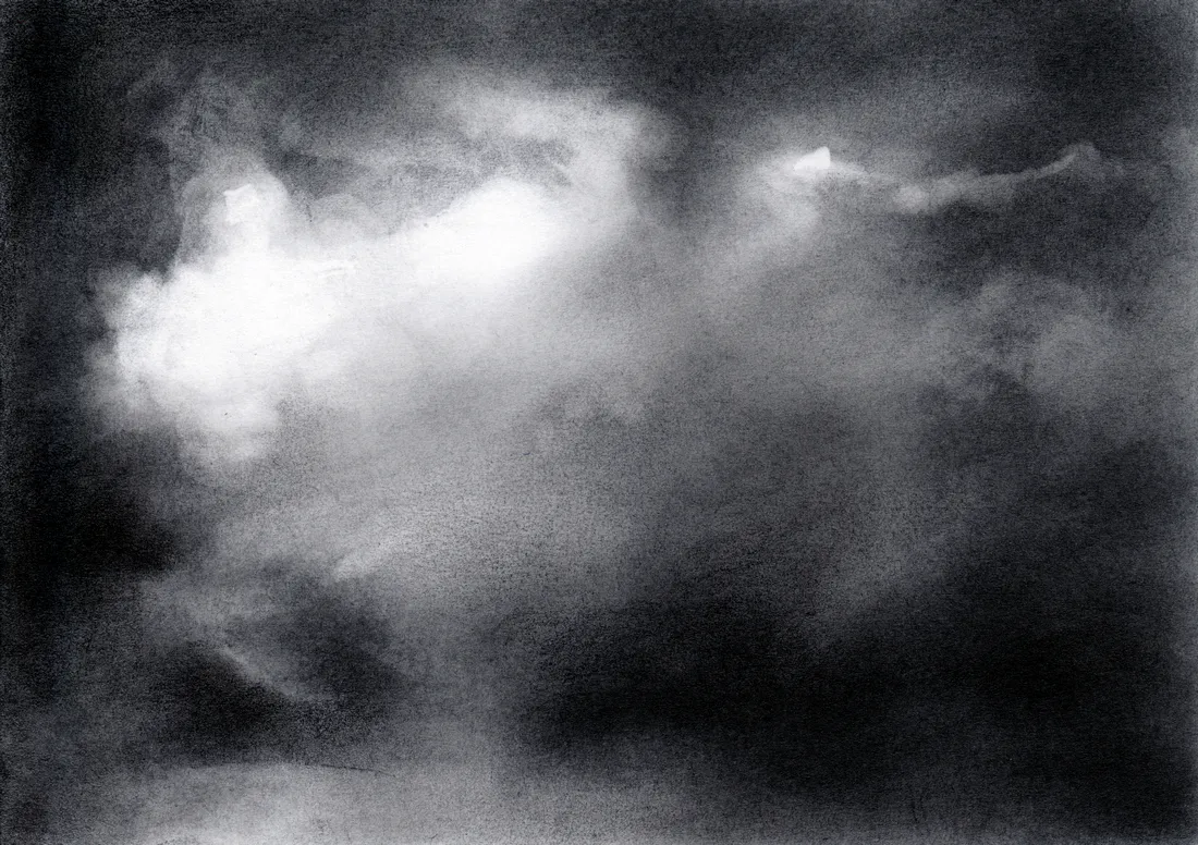 Wolke Graphit/20, 2024, Graphit auf Papier, 10,5 x 14,8 cm