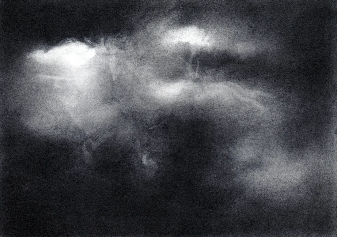 Wolke Graphit/28, 2024, Graphit auf Papier, 10,5 x 14,8 cm