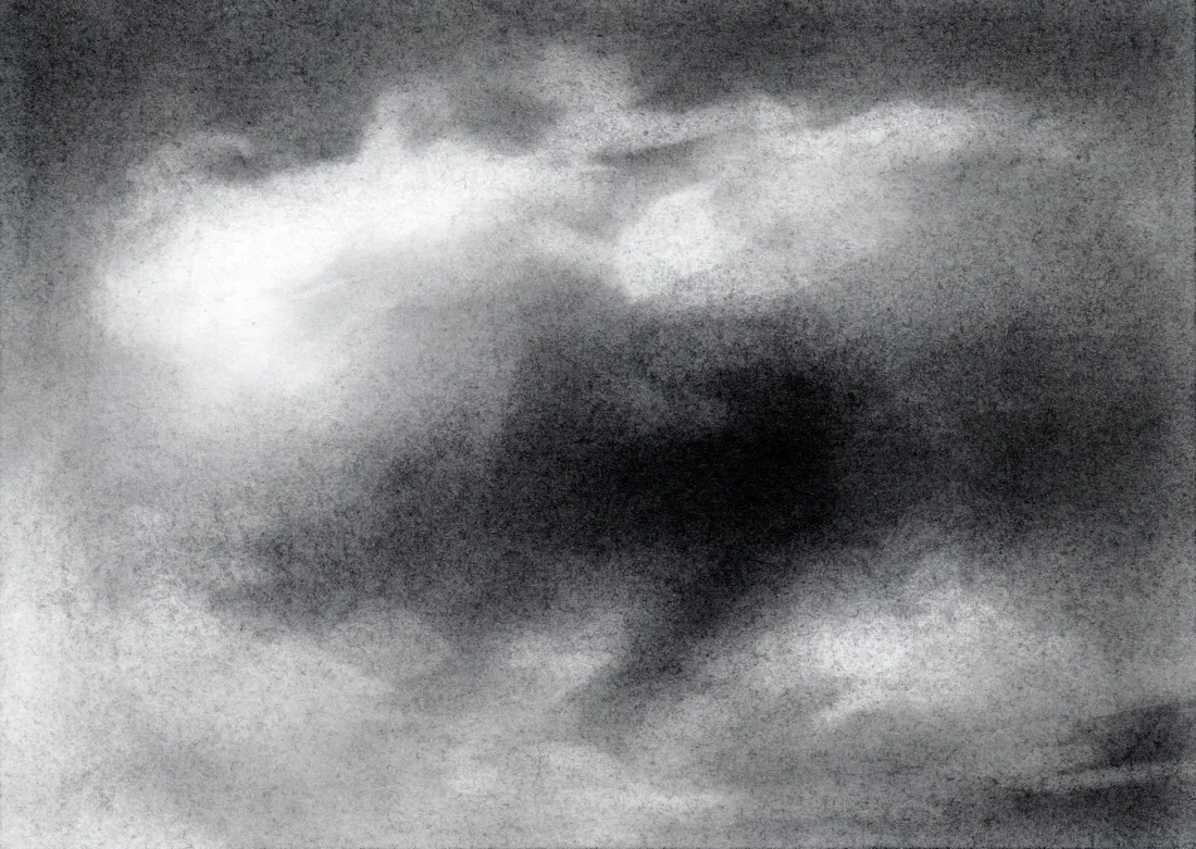 Wolke Graphit/13, 2024, Graphit auf Papier, 10,5 x 14,8 cm