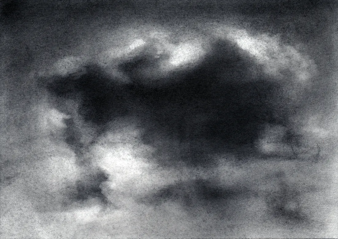 Wolke Graphit/15, 2024, Graphit auf Papier, 10,5 x 14,8 cm