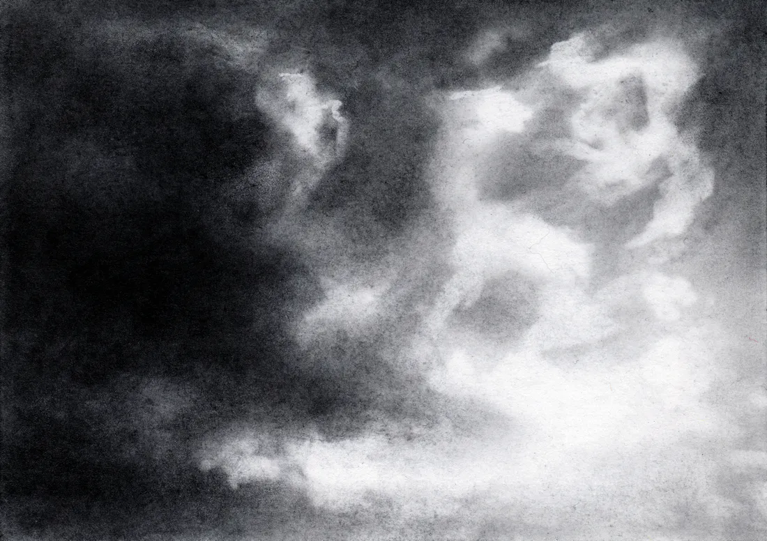 Wolke Graphit/22, 2024, Graphit auf Papier, 10,5 x 14,8 cm
