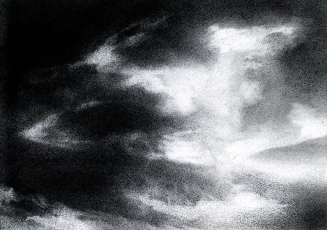 Wolke Graphit/21, 2024, Graphit auf Papier, 10,5 x 14,8 cm