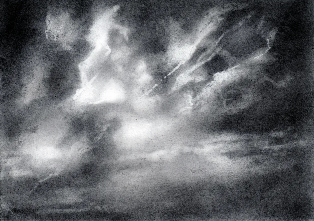Wolke Graphit/23, 2024, Graphit auf Papier, 10,5 x 14,8 cm