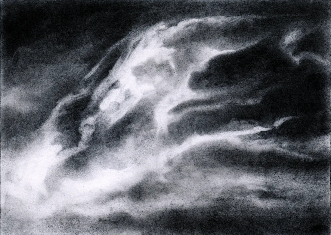 Wolke Graphit/27, 2024, Graphit auf Papier, 10,5 x 14,8 cm