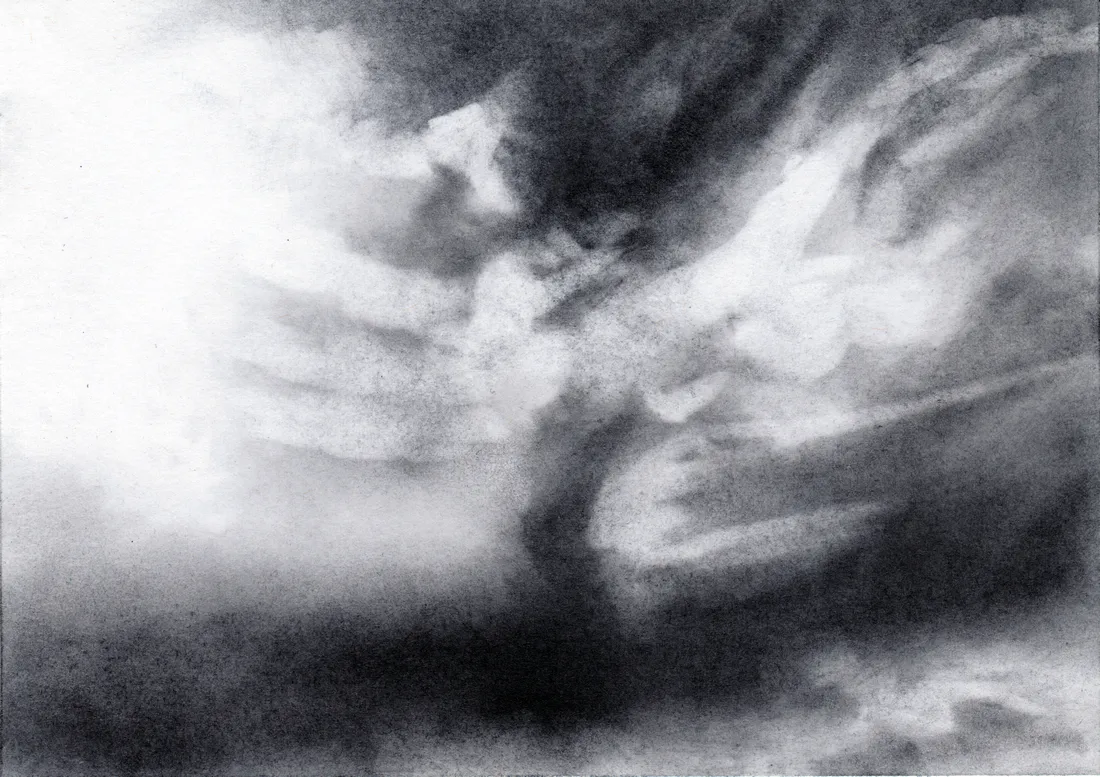 Wolke Graphit/26, 2024, Graphit auf Papier, 10,5 x 14,8 cm