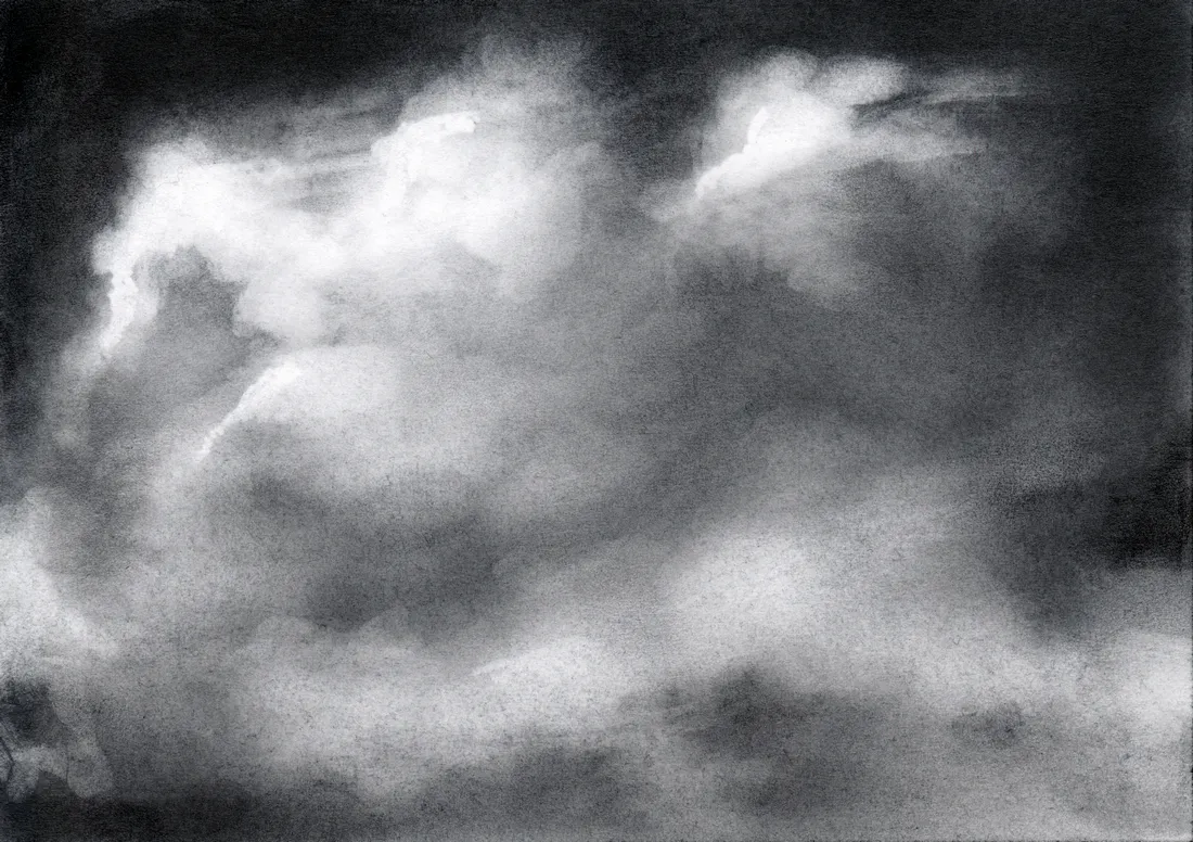 Wolke Graphit/12, 2024, Graphit auf Papier, 10,5 x 14,8 cm