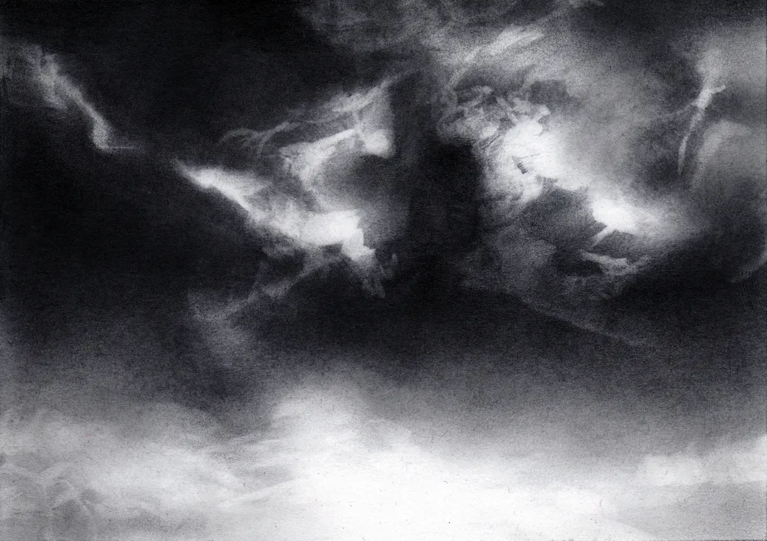 Wolke Graphit/25, 2024, Graphit auf Papier, 10,5 x 14,8 cm