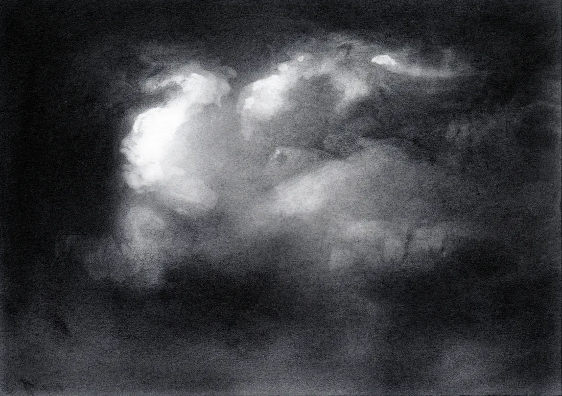 Wolke Graphit/35, 2024, Graphit auf Papier, 10,5 x 14,8 cm
