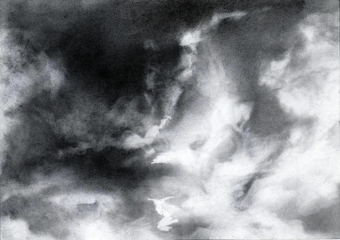 Wolke Graphit/38, 2024, Graphit auf Papier, 10,5 x 14,8 cm