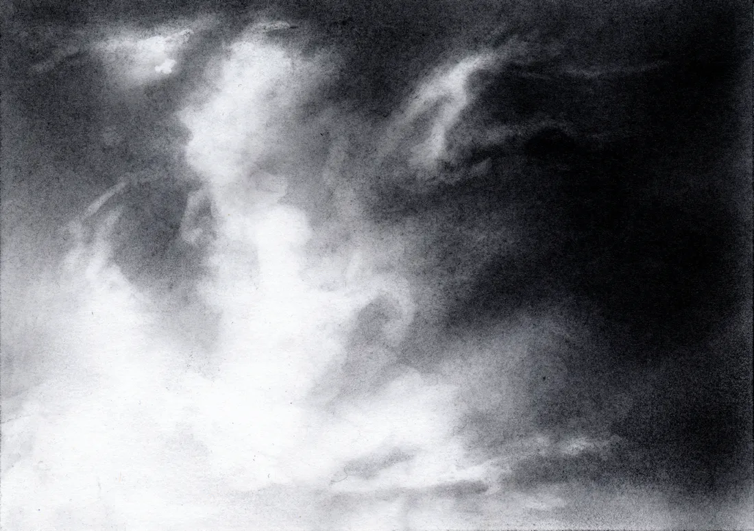 Wolke Graphit/36, 2024, Graphit auf Papier, 10,5 x 14,8 cm
