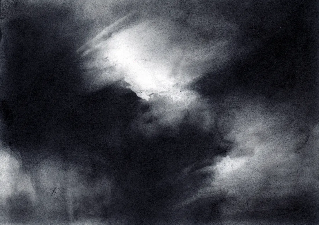 Wolke Graphit/29, 2024, Graphit auf Papier, 10,5 x 14,8 cm