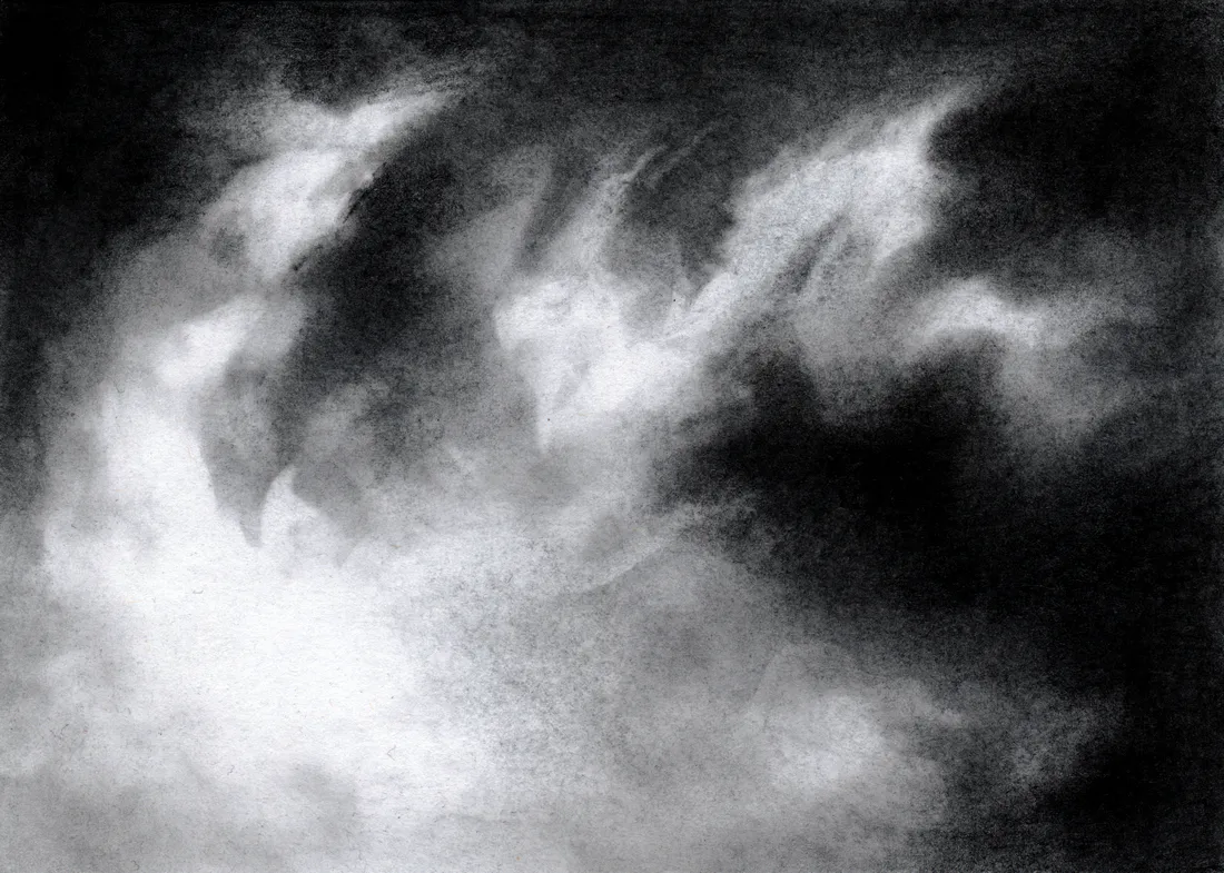 Wolke Graphit/11, 2024, Graphit auf Papier, 10,5 x 14,8 cm