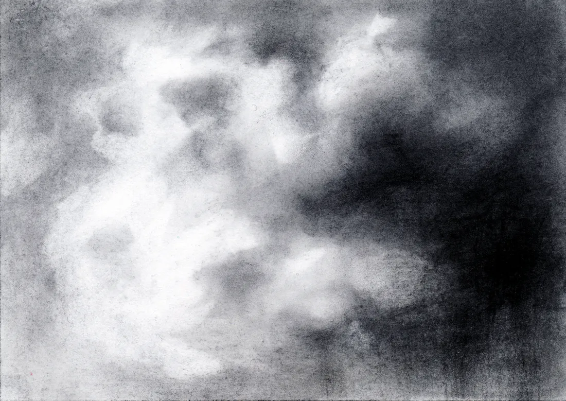 Wolke Graphit/09, 2024, Graphit auf Papier, 10,5 x 14,8 cm