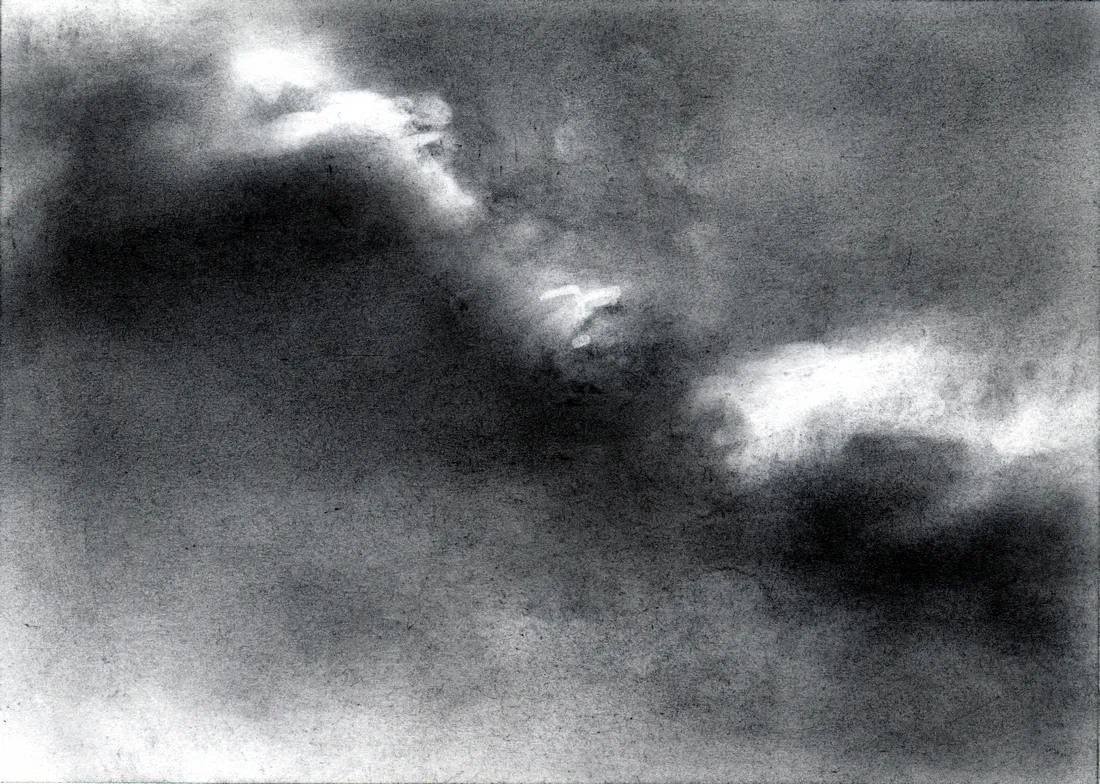 Wolke Graphit/10, 2024, Graphit auf Papier, 10,5 x 14,8 cm