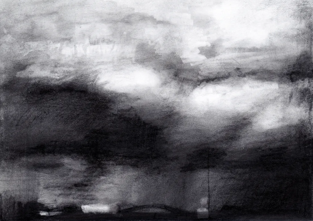 Wolke Graphit/08, 2024, Graphit auf Papier, 10,5 x 14,8 cm