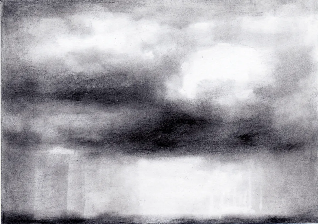 Wolke Graphit/06, 2024, Graphit auf Papier, 10,5 x 14,8 cm