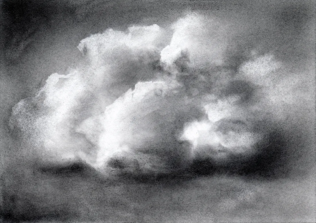 Wolke Graphit/04, 2024, Graphit auf Papier, 10,5 x 14,8 cm