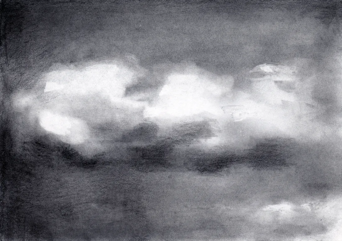 Wolke Graphit/03, 2024, Graphit auf Papier, 10,5 x 14,8 cm