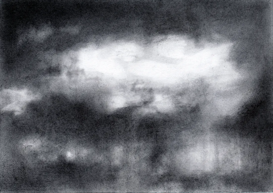 Wolke Graphit/05, 2024, Graphit auf Papier, 10,5 x 14,8 cm
