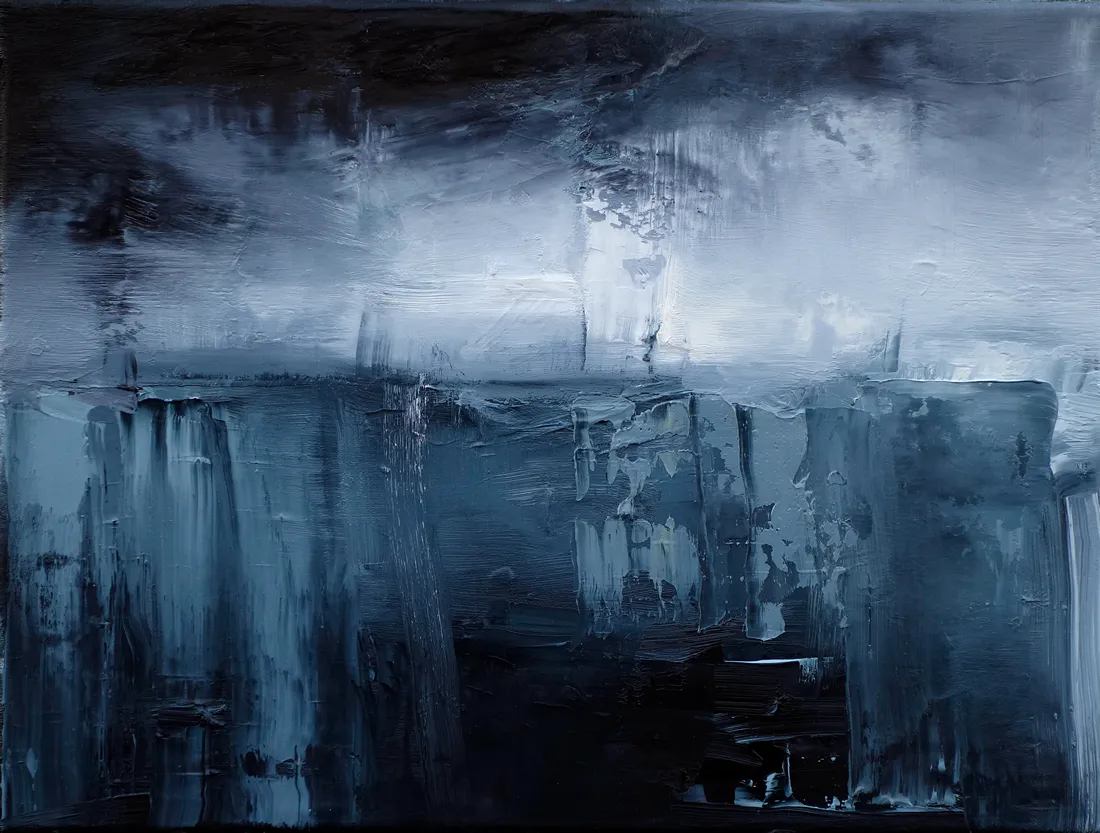 Landschaft (blaue Sequenz) 1/2, 2019, Öl auf Nessel, 30 x 40 cm