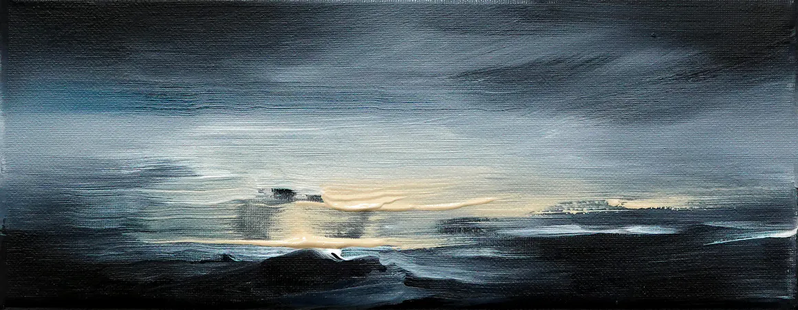 Zeeland 1/2, 2026, Öl auf Nessel, 10 x 25 cm