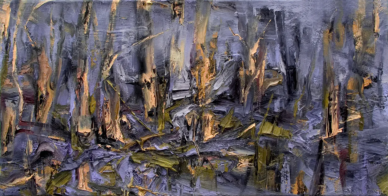 Maisfeld, 2004, Öl auf Nessel, 35 x 70 cm