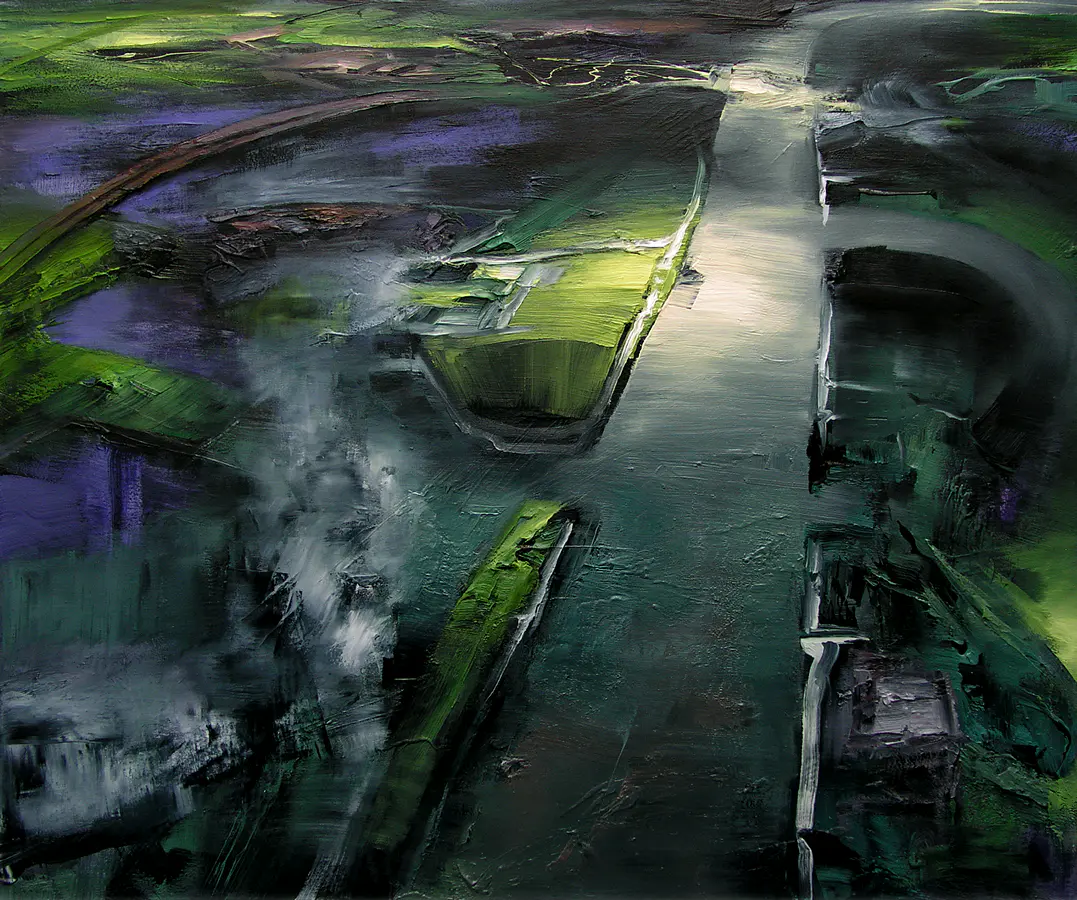 Rhein IV, 2006, Öl auf Nessel, 100 x 120 cm