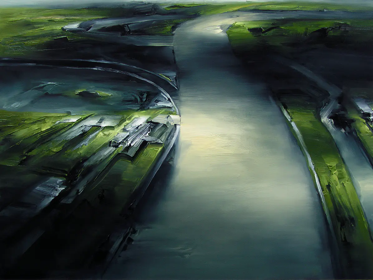 Rhein VI, 2007, Öl auf Nessel, 105 x 140 cm