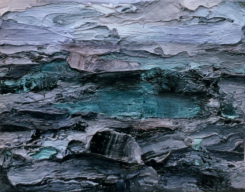 See, 1999, Öl auf Nessel, 21 x 26 cm