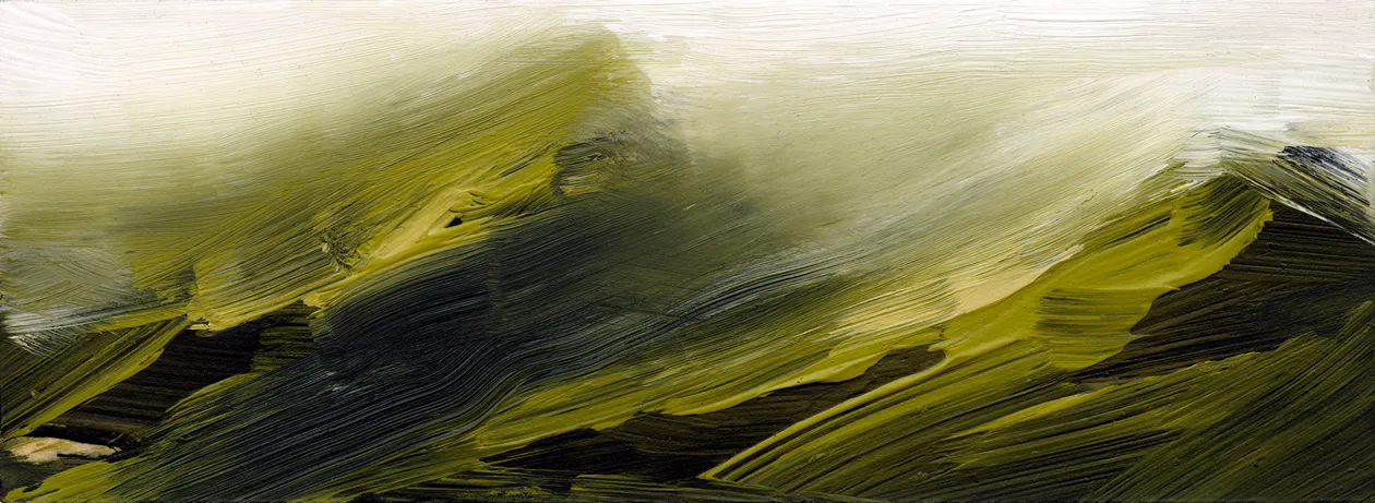 Highlands, 2011, Öl auf Papier (auf MDF), 9 x 25 cm
