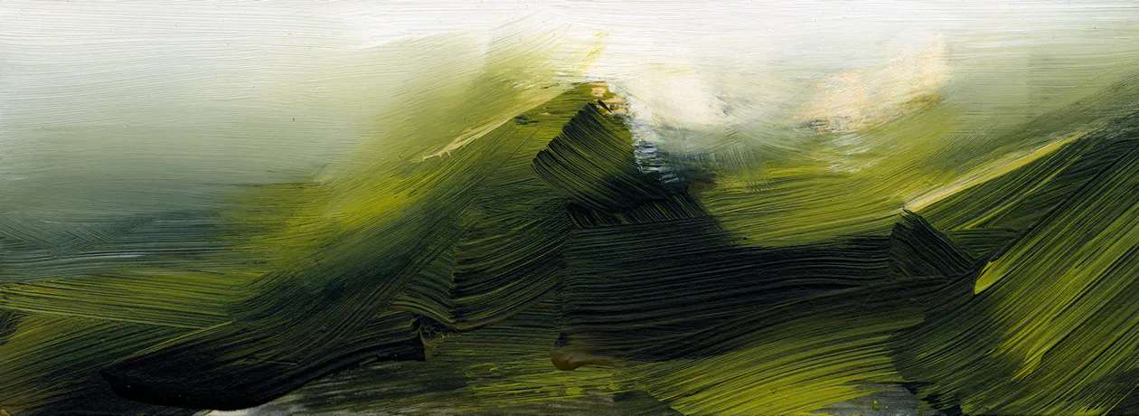 Highlands, 2011, Öl auf Papier (auf MDF), 9 x 25 cm