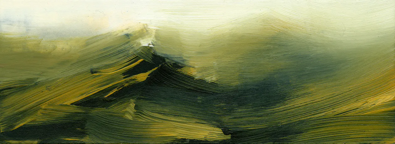 Highlands, 2011, Öl auf Papier (auf MDF), 9 x 25 cm