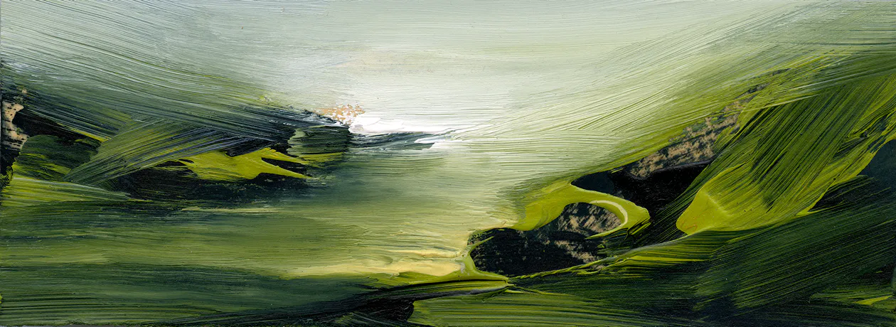 Highlands, 2011, Öl auf Papier (auf MDF), 9 x 25 cm