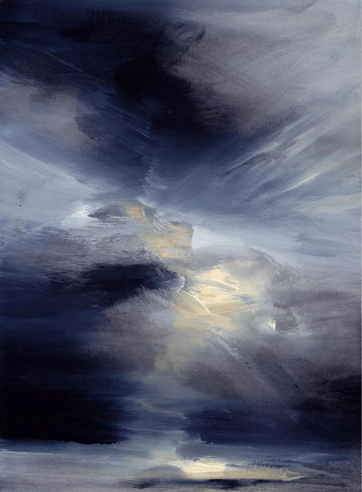 Gewitterwolken, 2017, Öl auf Papier (auf MDF), 25 x 18 cm