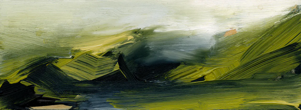 Highlands, 2011, Öl auf Papier (auf MDF), 9 x 25 cm