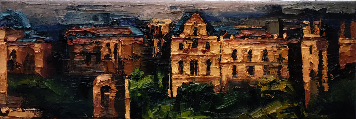 Parislicht I, 2017, Öl auf Nessel, 20 x 60 cm
