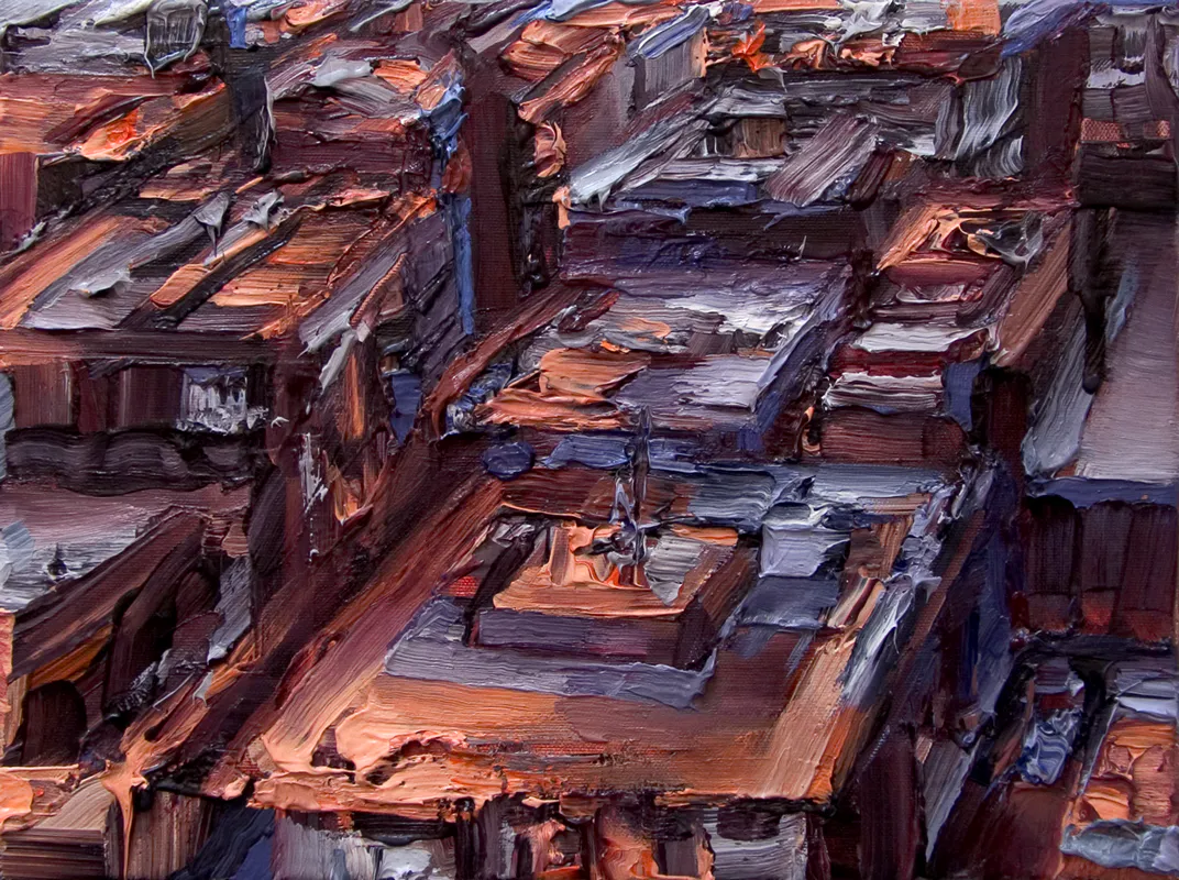 Stadtansicht IV, 2004, Öl auf Nessel, 30 x 40 cm
