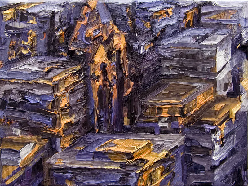 Stadtansicht VII, 2005, Öl auf Nessel, 24 x 30 cm