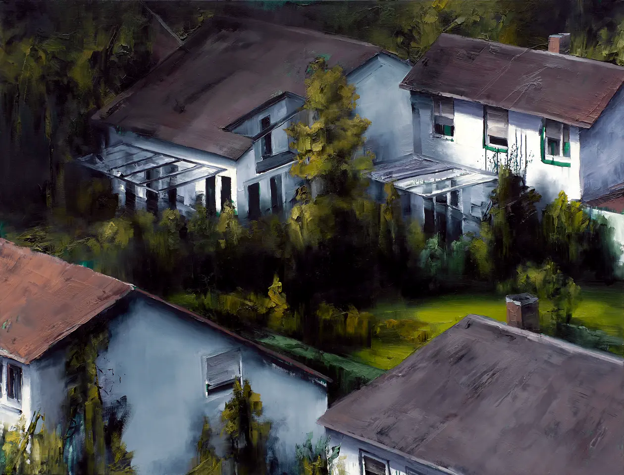 Stadtansicht XV, 2010, Öl auf Nessel, 145 x 190 cm