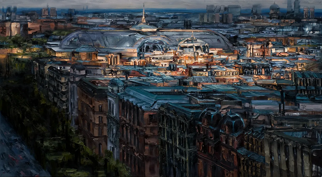 Stadtansicht XX (Grand Palais), 2011, Öl auf Nessel, 110 x 200 cm