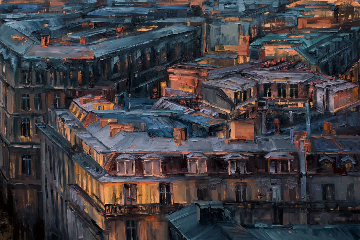 Stadtansicht XXI (Paris), 2019, Öl auf Nessel, 80 x 119 cm